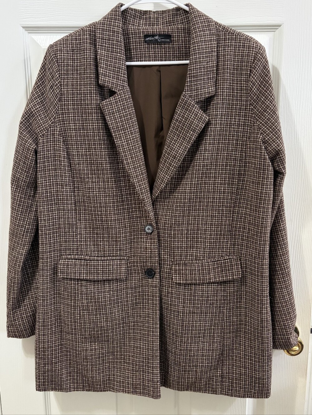 One Two Fifth Brown And Cream Blazer Jacket Sz L Fall